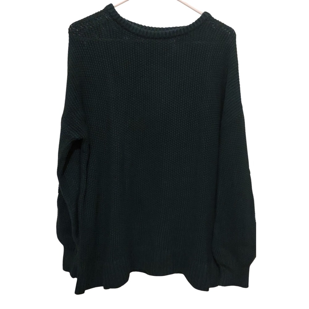 Old Navy Chunky‎ Knit Sweater Cotton Emerald Tunic Womens Size Medium Loose Fit